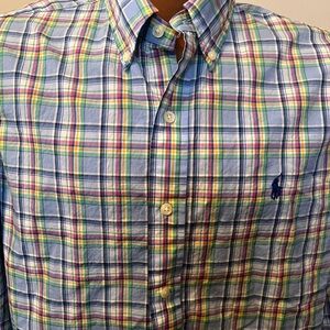 Ralph Lauren Polo Men’s Long Sleeve Shirt Blue Plaid Multicolor Medium Button Up